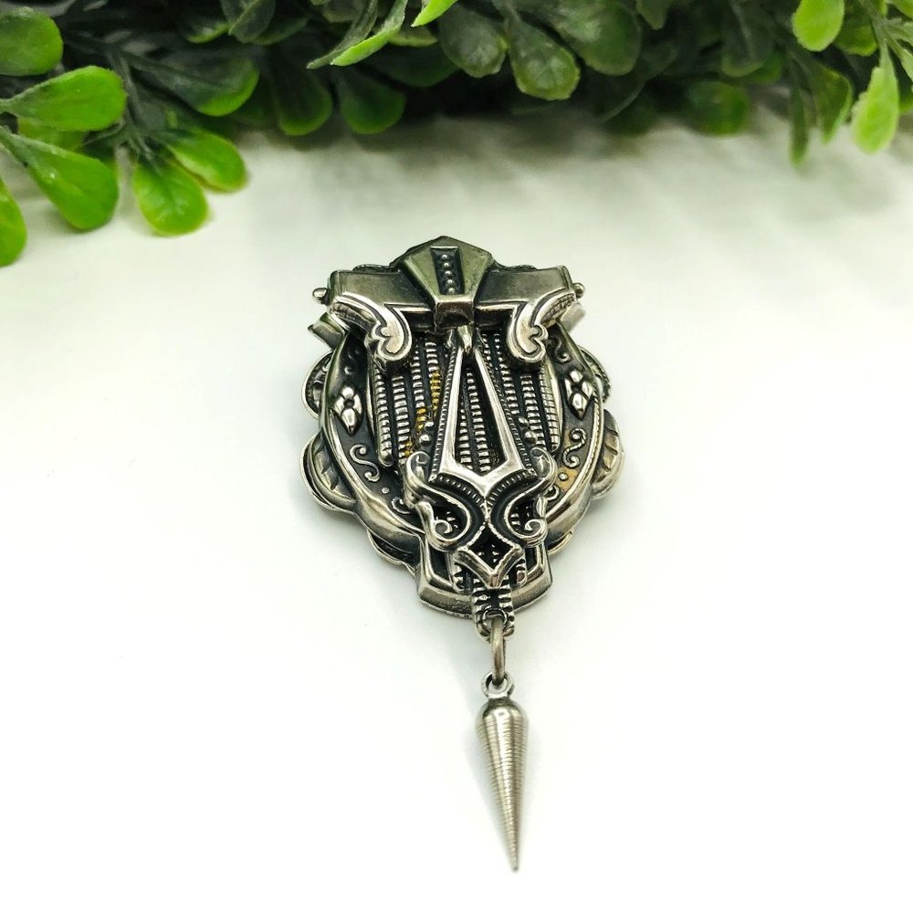 Vintage brooch silver tone art deco by Jan Michaels san francisco